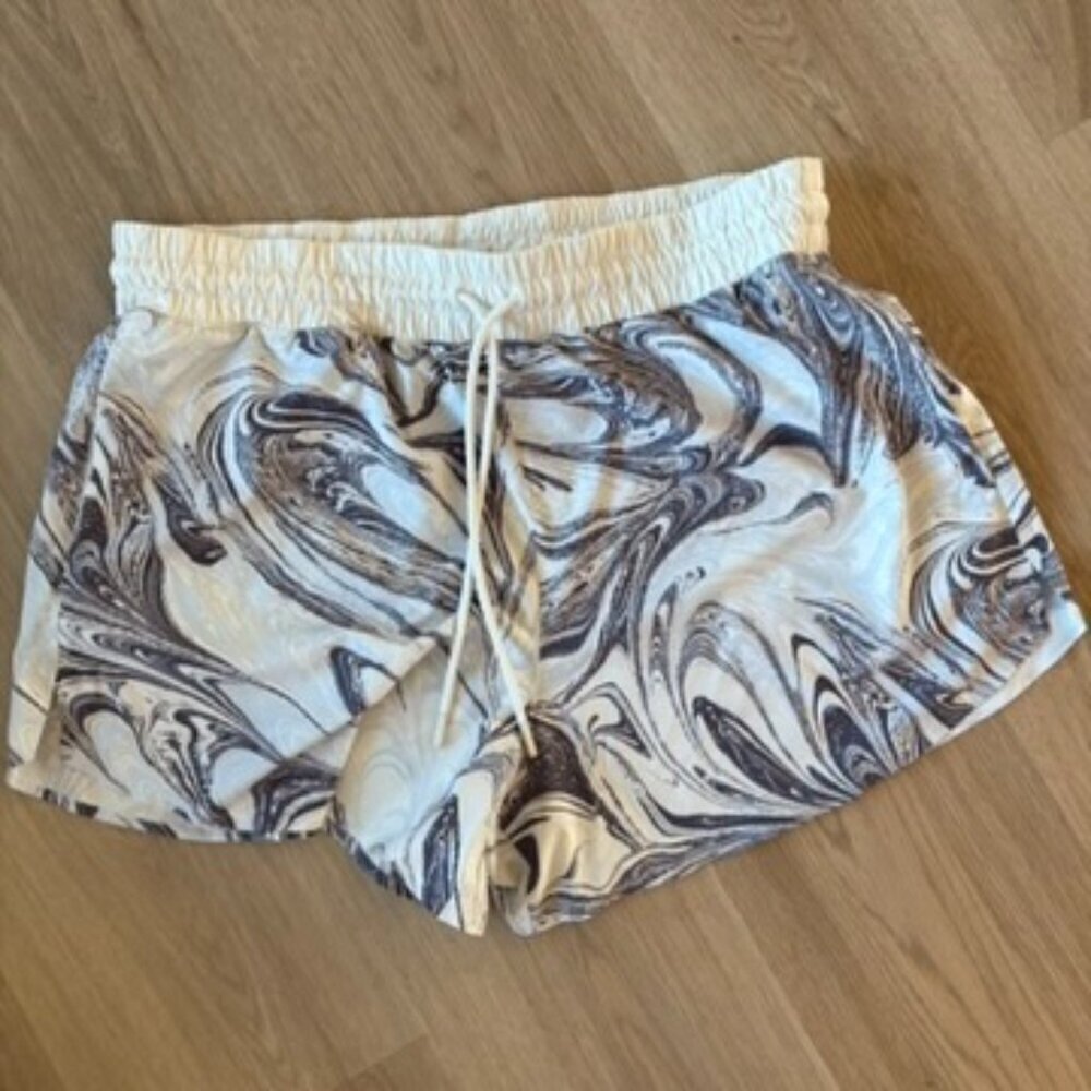 ** athleta All Activity Shorts Gray Blue Swirl Marble Large